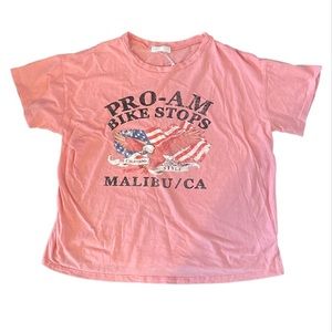 Vintage Inspired Graphic Tee Pink Malibu, California